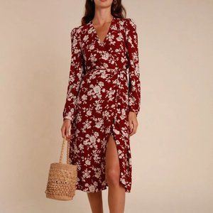 BNWT Rouje GABIN dress in BOUQUET BICOLORE BORDEAUX Size 38